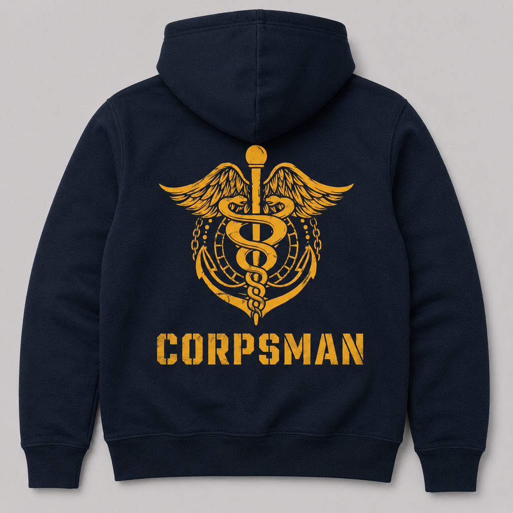 Navy Corpsman Anchor Navy Blue Hoodie
